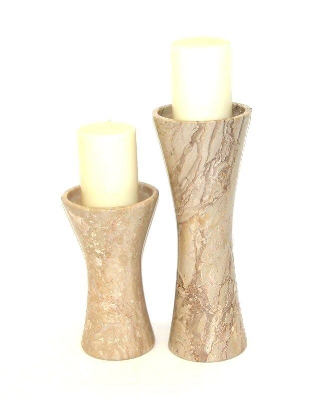 Sahara Beige Marble Candle Holder Set B93475