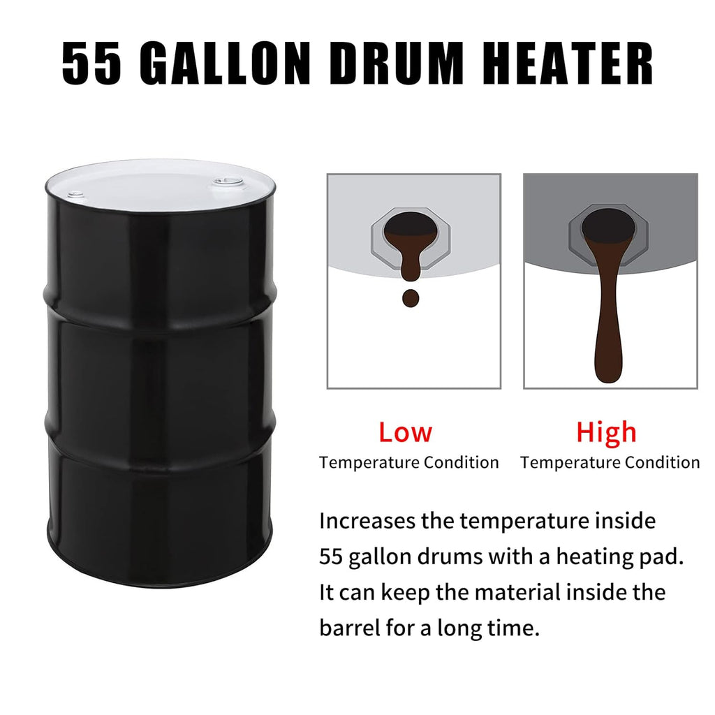 55-Gallon Silicone Metal Drum Heat Pad Band Warmer Kit 120V 150℃ 5x70in Pack of 2 S250