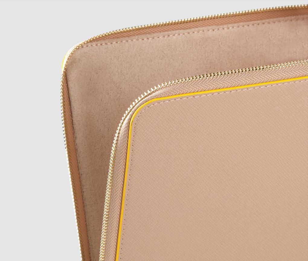 Laptop Case (Beige/Yellow) - 13-15 inch pu-leather W9226