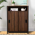 Brown Floor Storage Cabinet with Double Doors and Adjustable Shelf G30330