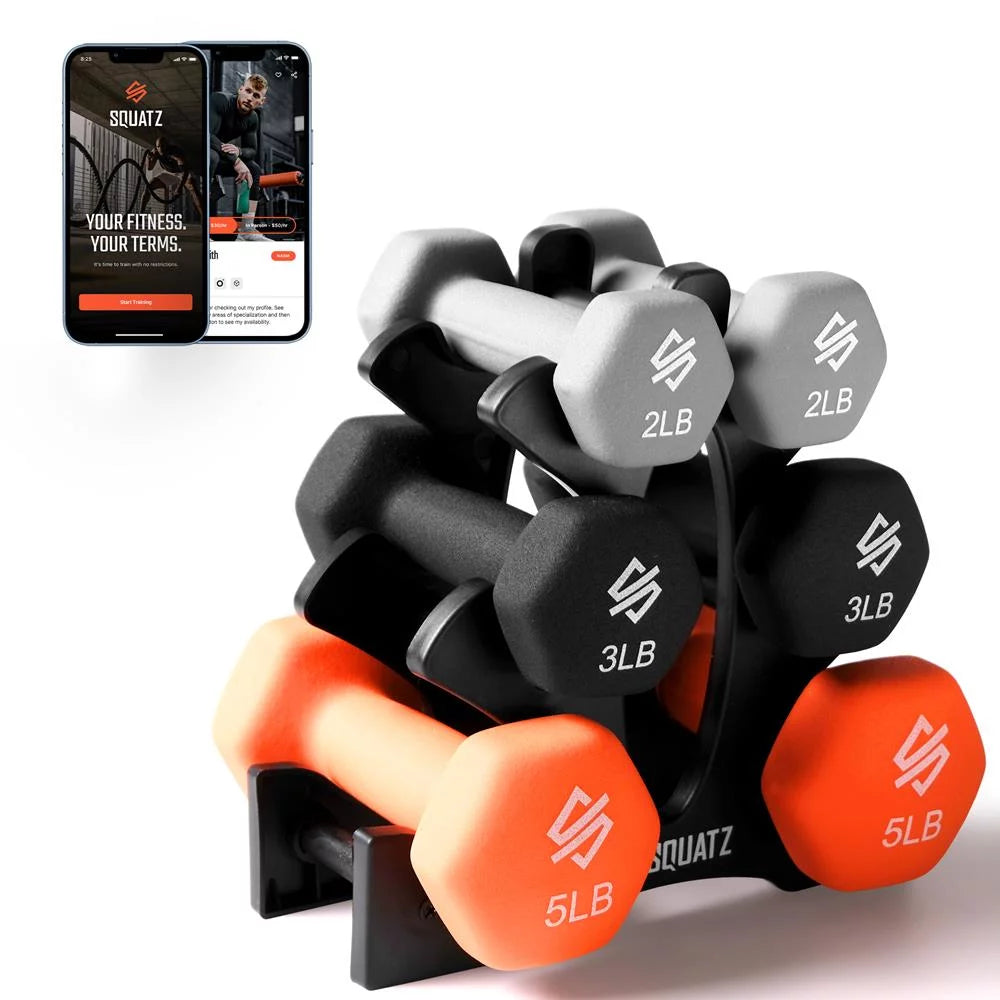 20 lbs. Neoprene Coated Dumbbell Set with Stand E598783