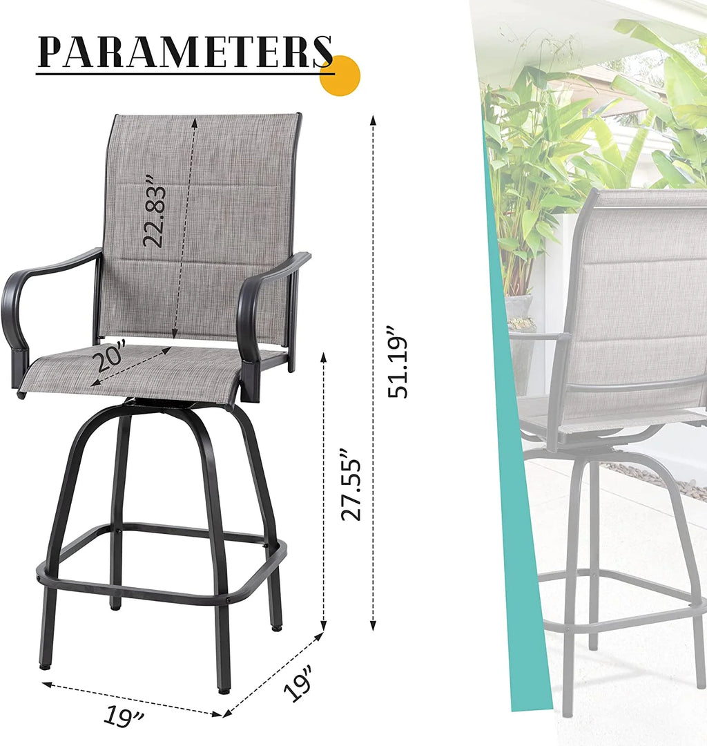 4 Pieces Gray Sling Outdoor Swivel Bar Stools V421262