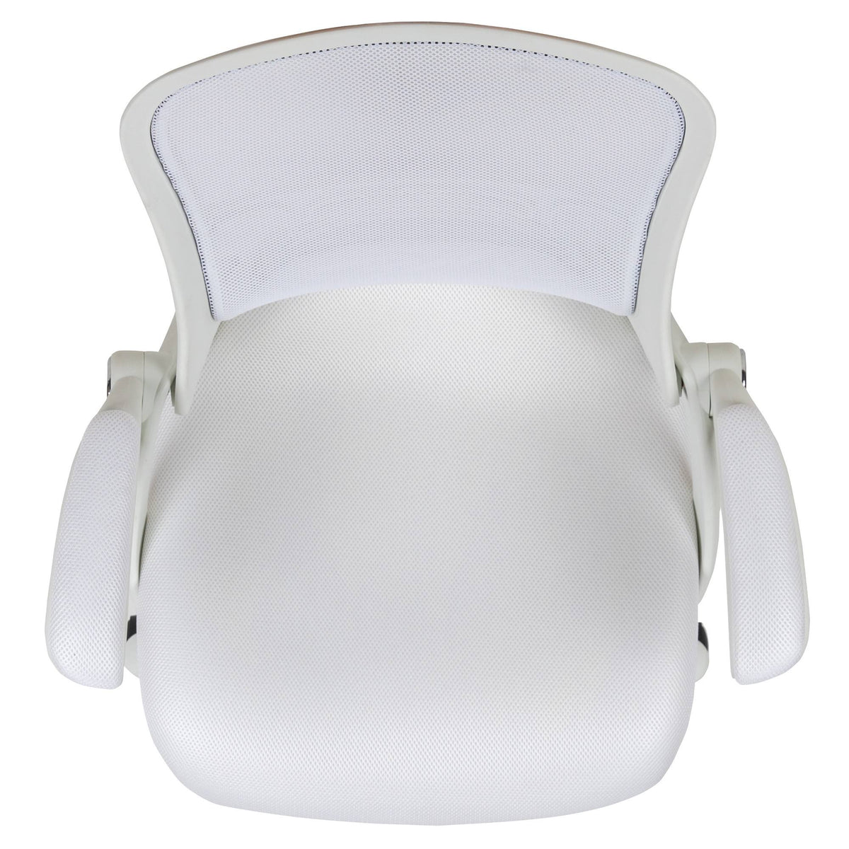 White High Back Mesh Ergonomic Swivel Office Chair with Flip Up Arms O631307