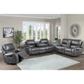 Gray Faux Leather Manual Reclining 3-Piece Motion Set D339