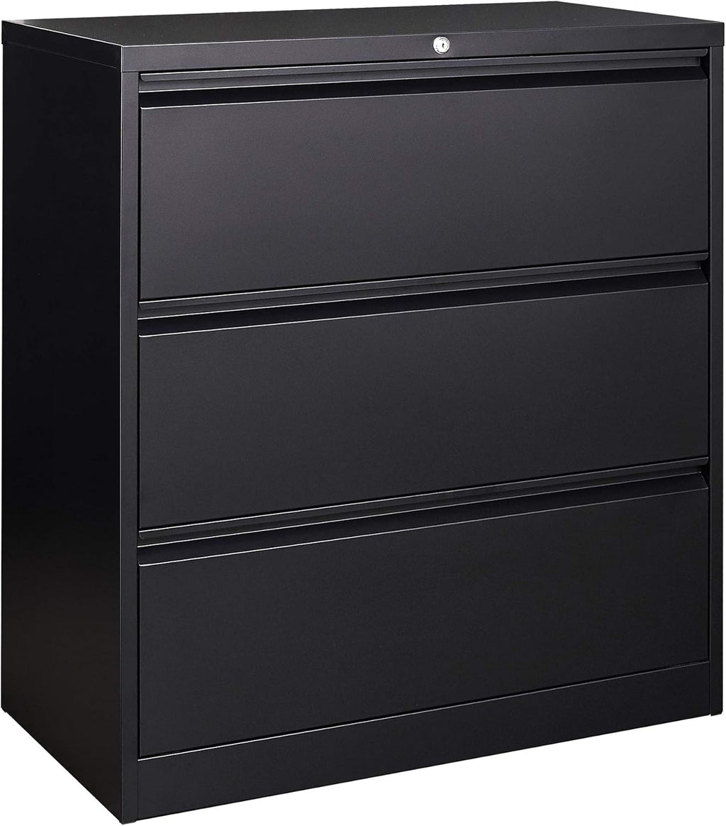 Black 3 Drawer Lateral File Cabinet with Lock K4105