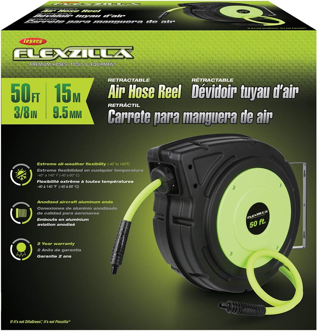 Retractable Enclosed Plastic Air Hose Reel, 3/8 in. x 50 ft W4672