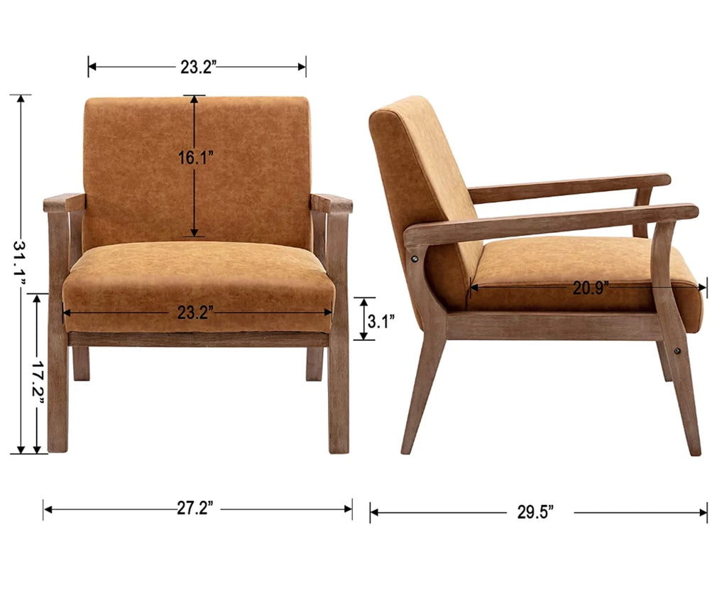 Tan Faux Leather Wooden Accent Chair N30276