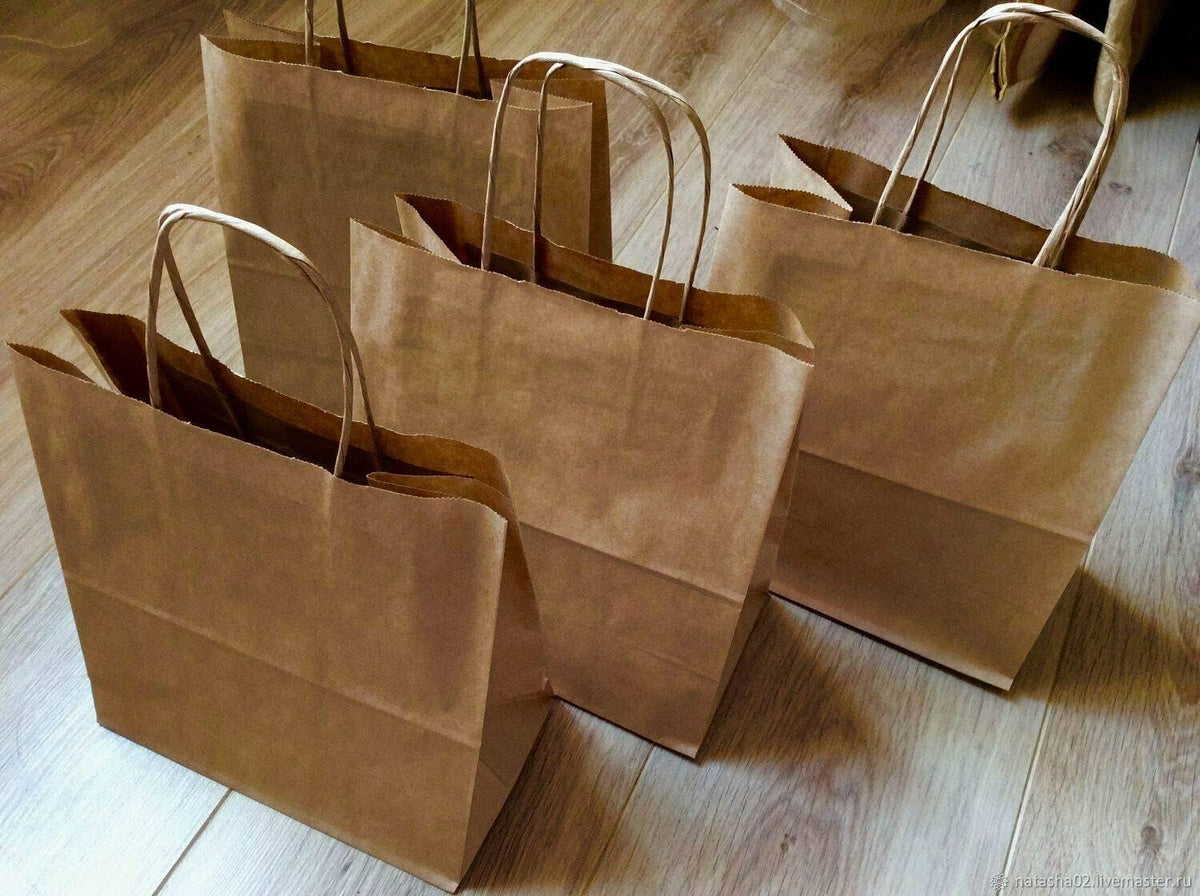 250 Brown Kraft Paper Shopping Bags 8 x 4.75 x 10.5 N167203