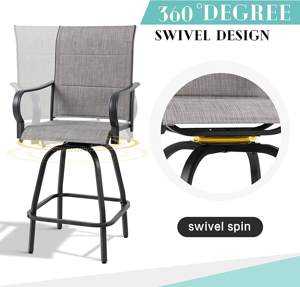4 Pieces Gray Sling Outdoor Swivel Bar Stools V421262