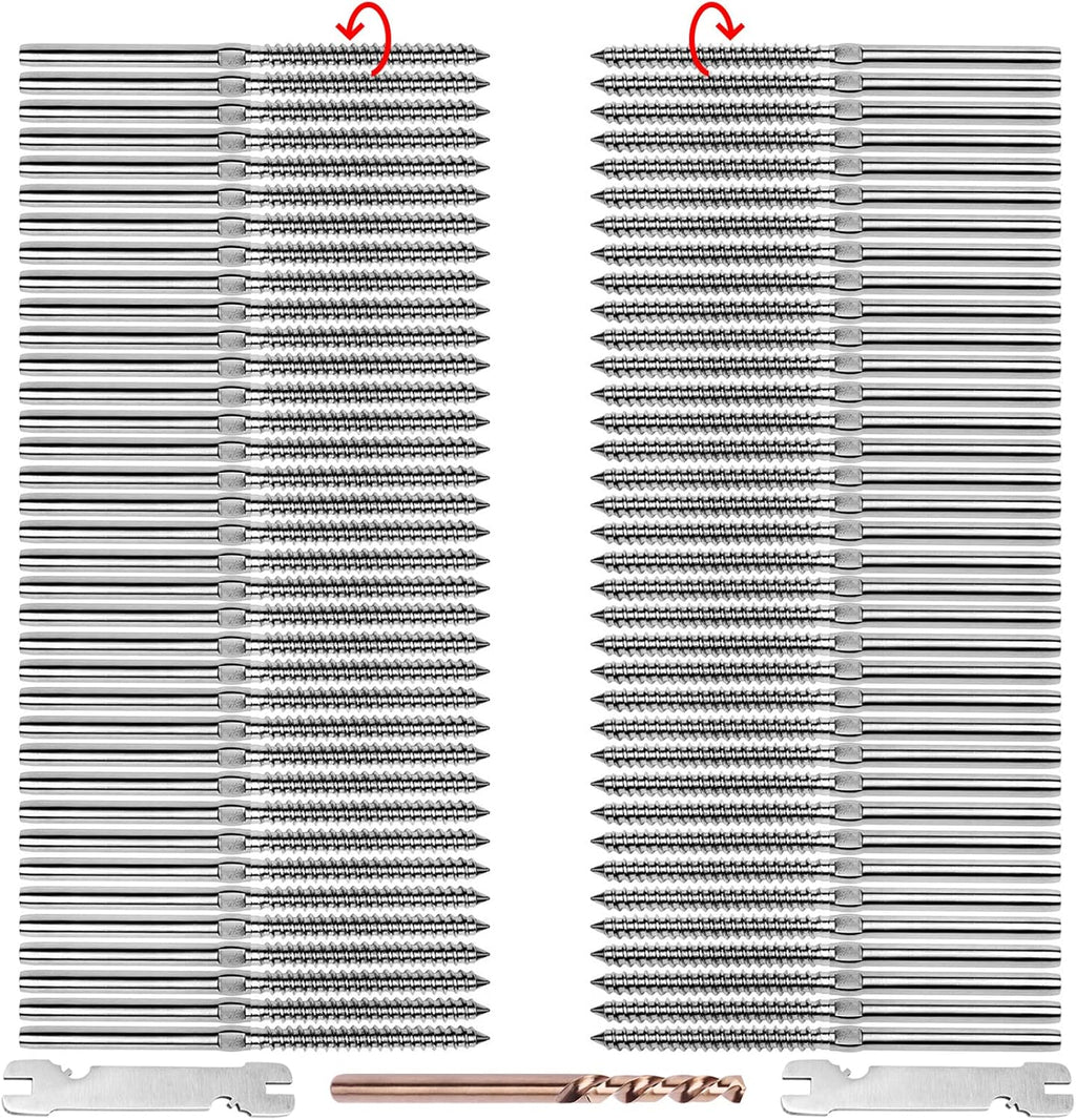 72 Pack T316 Stainless Steel Swage Lag Screws for 1/8 Cable Railing H72058
