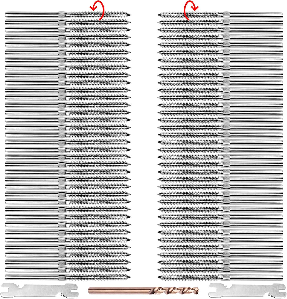 72 Pack T316 Stainless Steel Swage Lag Screws for 1/8 Cable Railing H72058