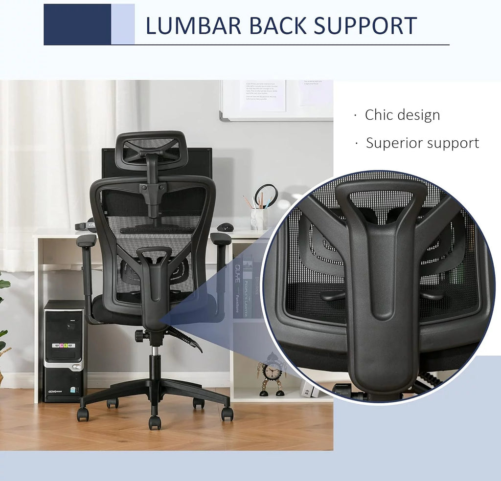 Black Ergonomic Mesh Office Chair with Lumbar Support P830791