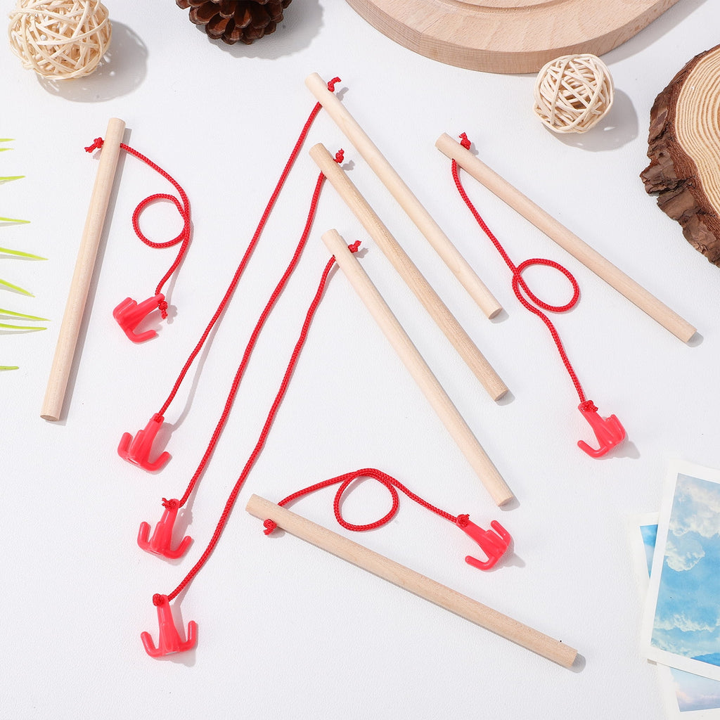8 Pcs Magnetic Fishing Poles Wooden Fishing Rods Fishing Game Tools Early Educational Plaything K392081