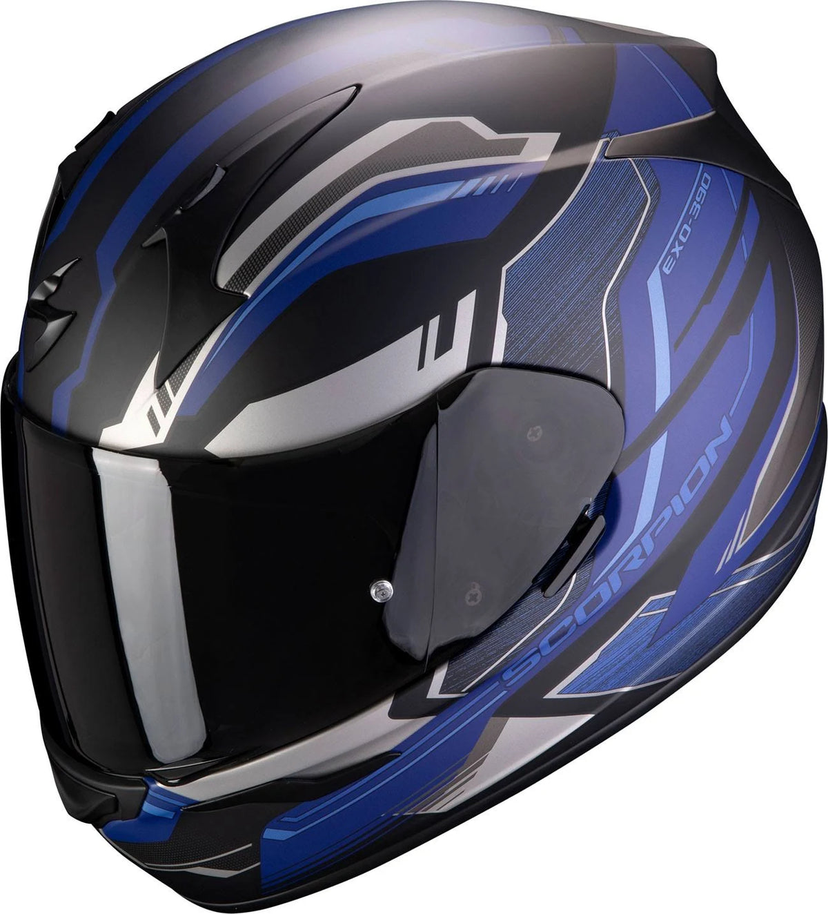 Matt Black Silver Blue Motorcycle Helmet I3522