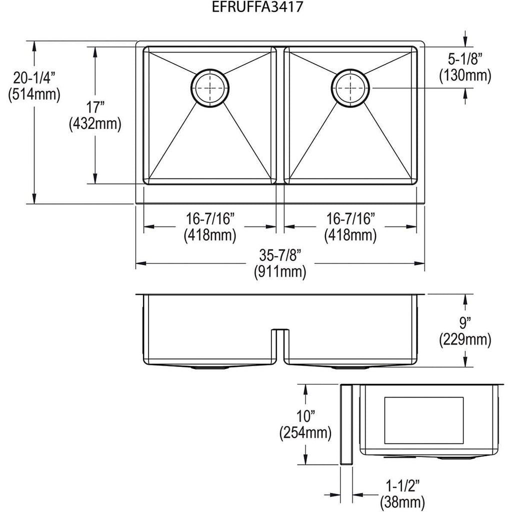 Farmhouse Double Basin Stainless Steel Kitchen Sink U164