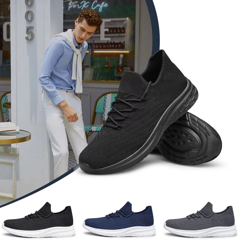 All Black Lightweight Breathable Non Slip Slip On Walking Shoes A619