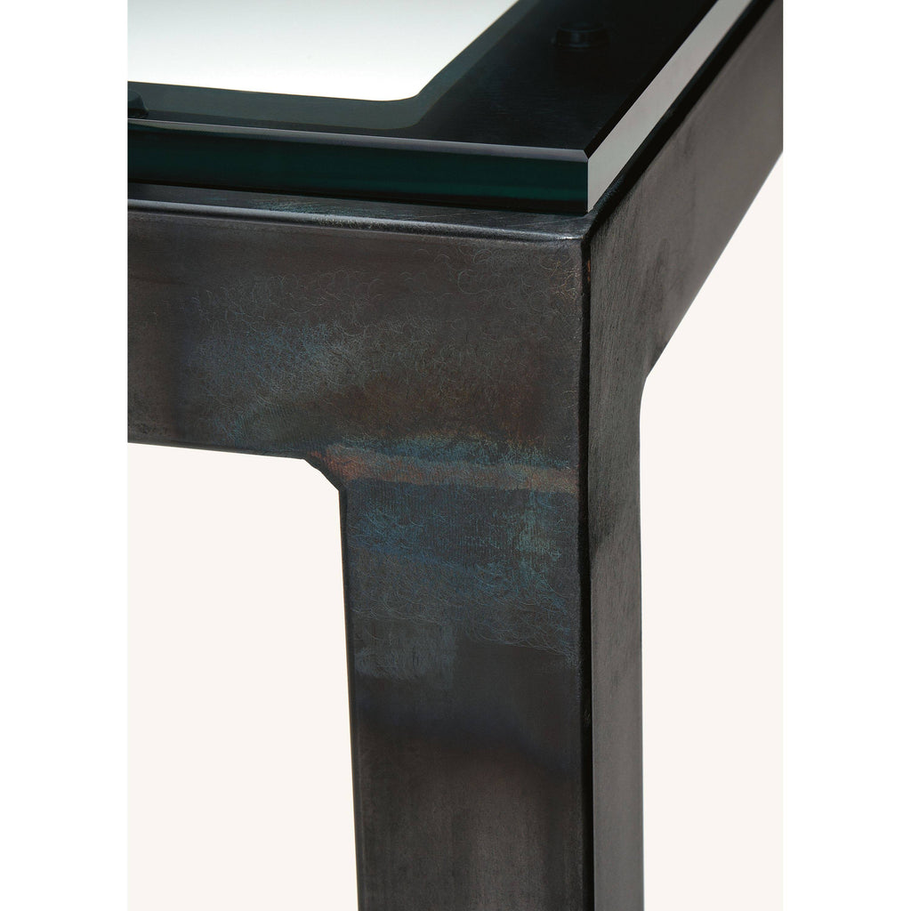 Clear Tempered Glass Console Table with Stainless Steel Frame D89099