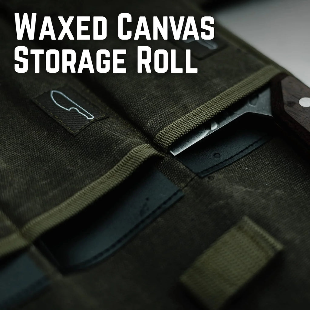 Knife Kit with Chopper Tanto and Carving Knives in Waxed Canvas Roll C723897