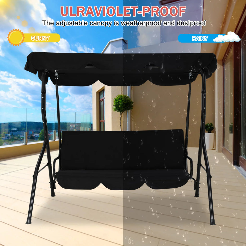 Black Outdoor Swing with Canopy and Cushions C256562