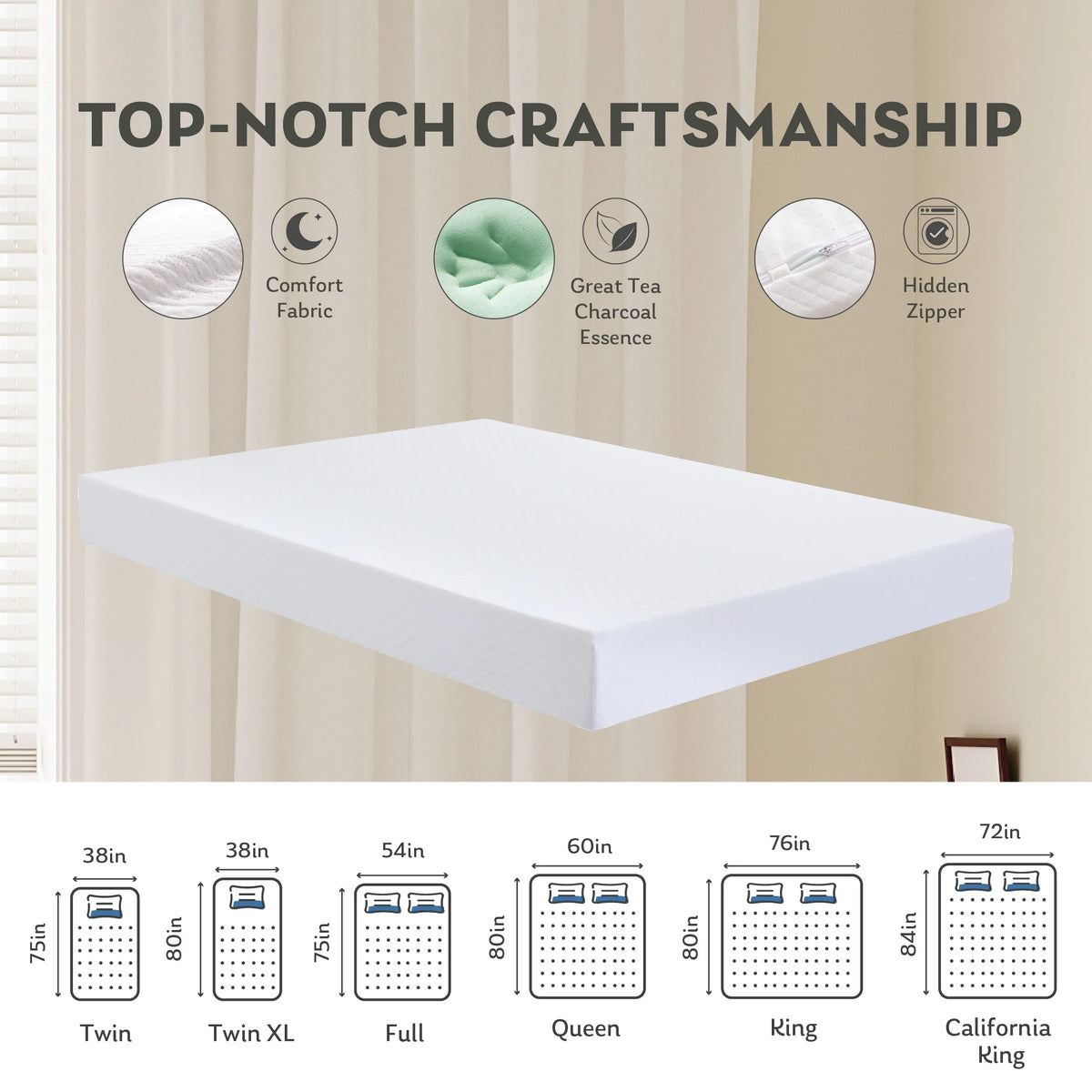 White Twin 6 inch Memory Foam Mattress Z909505