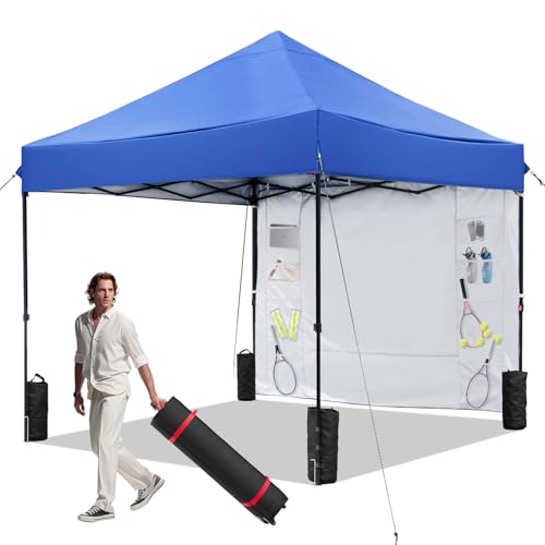 Blue 10x10 FT Pop Up Canopy Tent with 1 Sidewall R878