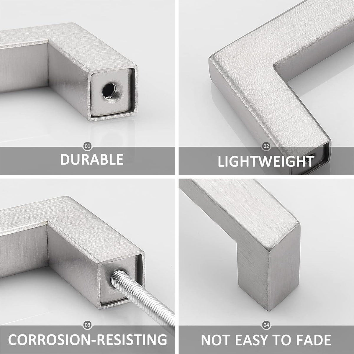 30 Pack Stainless Steel Square Corner Kitchen Cabinet Door Handles Y1839