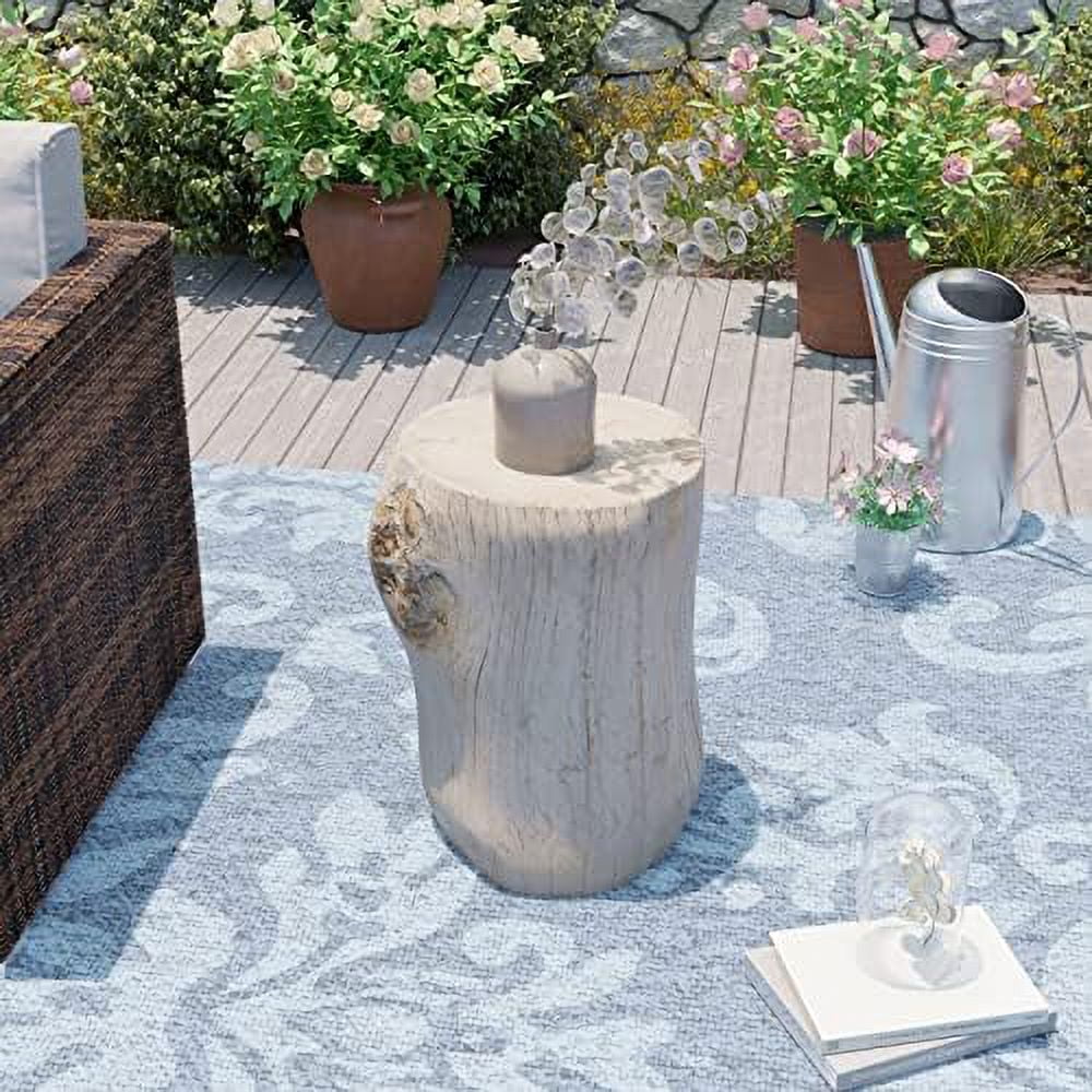 Rustic Stump Brown Wood-Look Side Table W40422