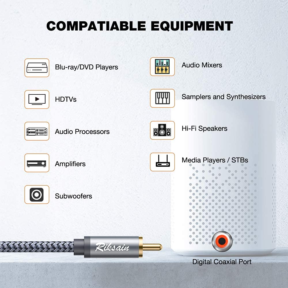 4FT/1.2m Nylon Braided RCA to 2RCA Audio Cable G533