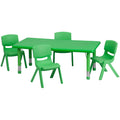 Green Plastic Height Adjustable Activity Table Set with 4 Chairs X92962
