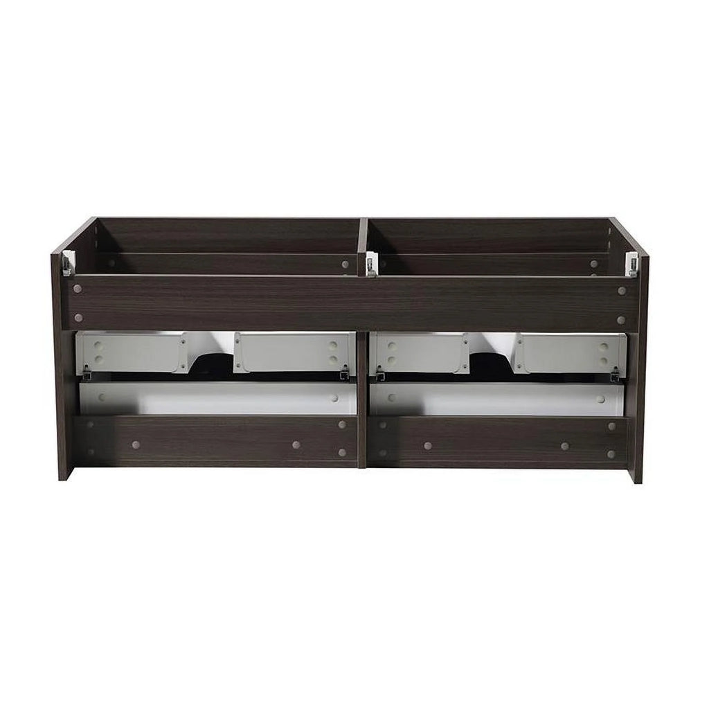 60" Wall Hung Double Sinks Wood Bathroom Cabinet in Gray Oak L590