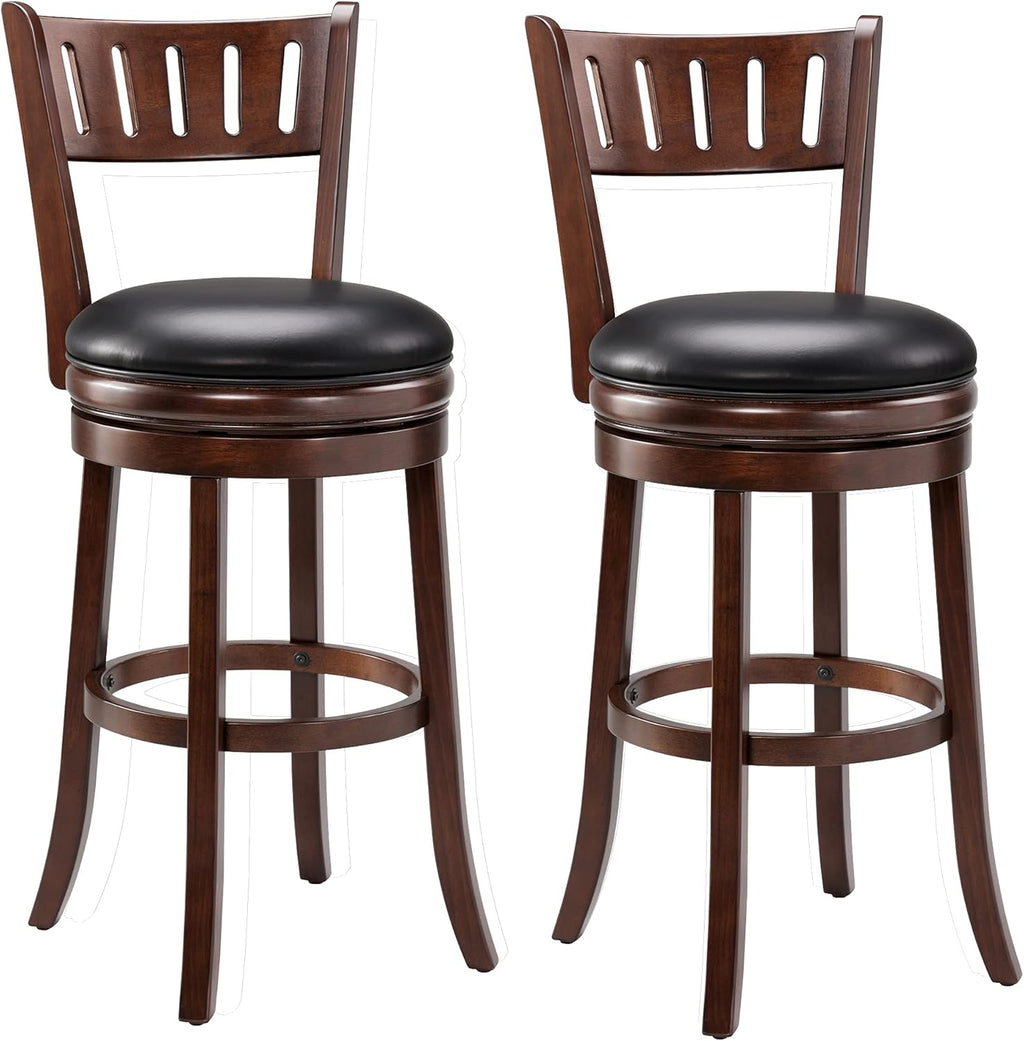 Cappuccino Swivel Counter Height Barstool 24 Inch Seat Height Set of 2 D781431