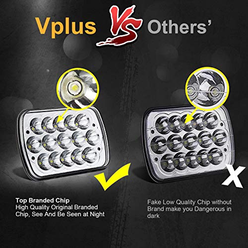 2PCS Rectangle 5x7 7x6 LED Headlights Hi/Low Sealed Beam R57455