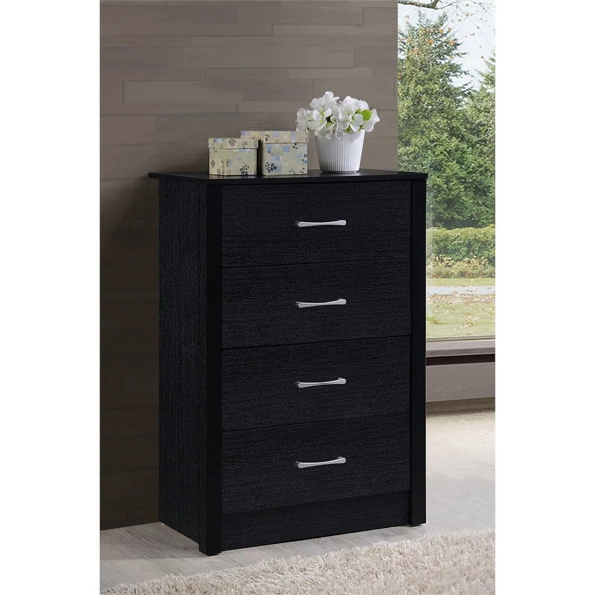 2 Piece Black Wood Bedroom Set B426
