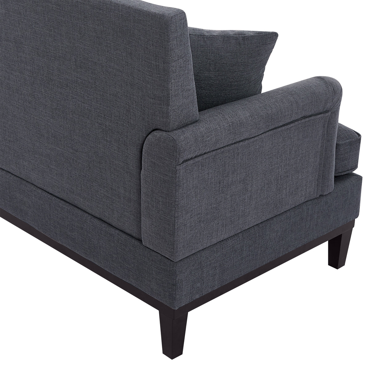 Gray Upholstered Loveseat Sofa with Wooden Legs and Two Throw Pillows I969