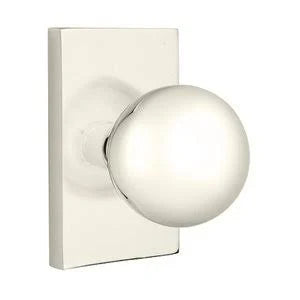 Polished Nickel Double Dummy Orb Door Knob and Rectangular Rose E690893