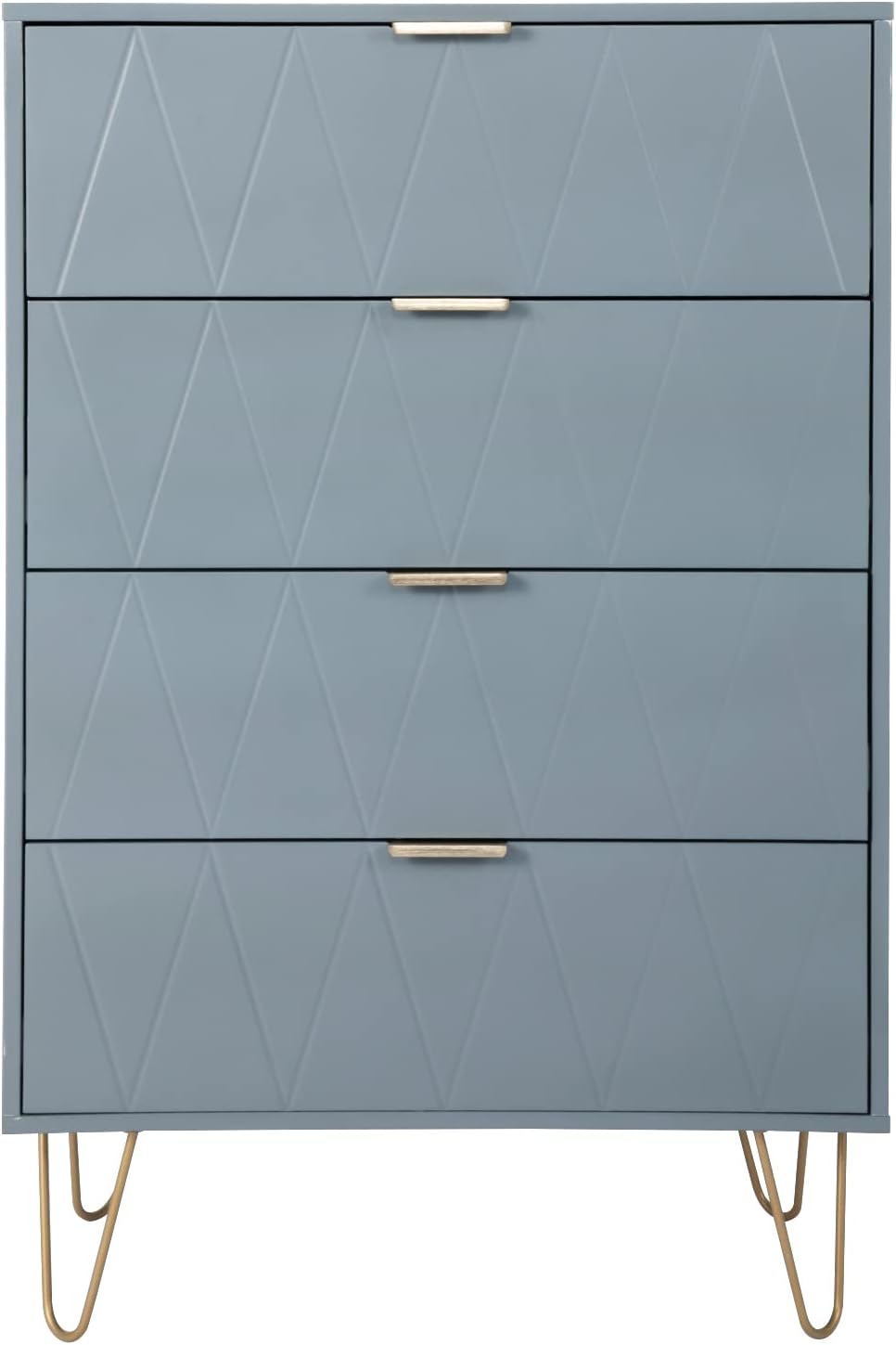 White 4 Drawer Tall Dresser with Metal Legs P2360