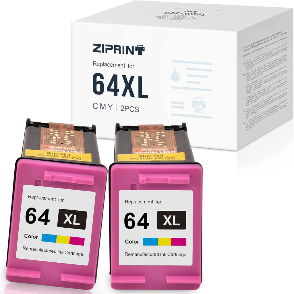 2 Pack Tri-Color Ink Cartridges for HP 64 XL Printer D268729