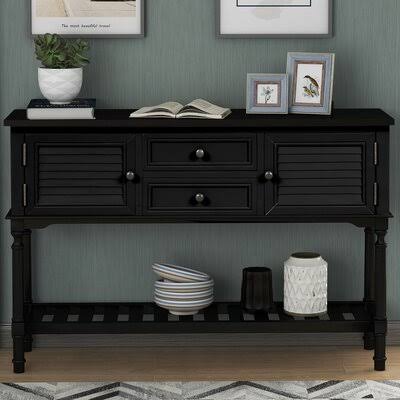 Black Console Table with 2 Drawers and 2 Cabinets Y4137