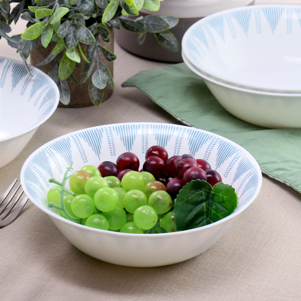4 Piece 7.5 Inch Round Tempered Opal Glass Bowl Set in Blue L8549