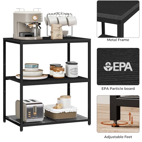 Black Kitchen Island with 3 Shelves K196