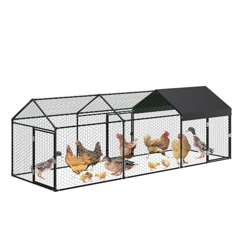 Metal Chicken Coop with Waterproof Cover, 160" x40" x40", 4 Doors A3336