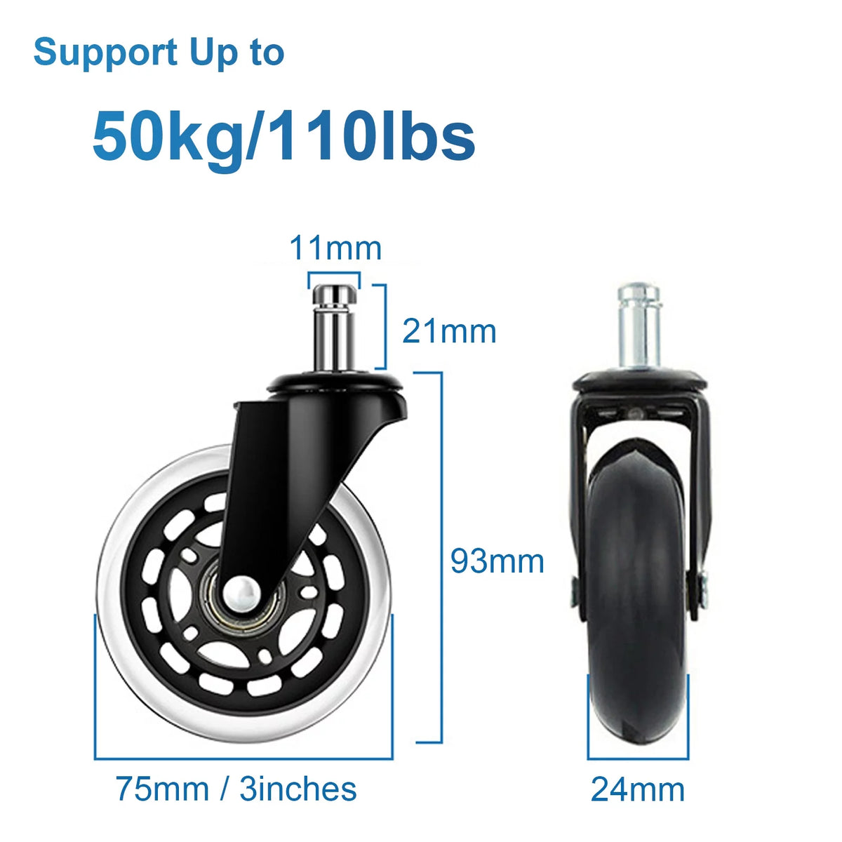 Office Chair Wheels Replacement 5PCS 3INCH Casters J885