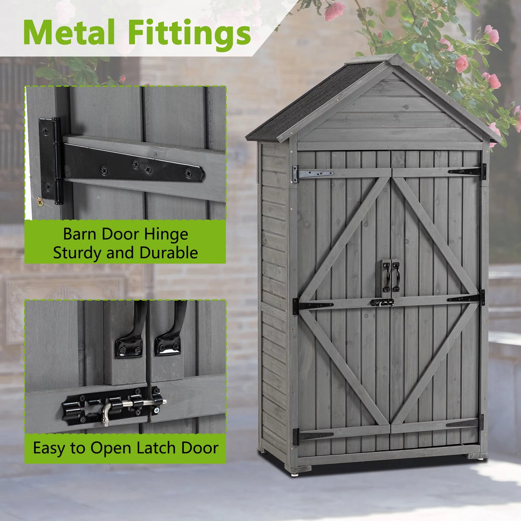 Outdoor Wood Storage Cabinet with Shelves and Latch C231
