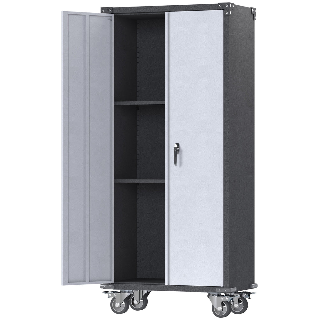 Metal Rolling Storage Cabinet with Hanging Rod P6633