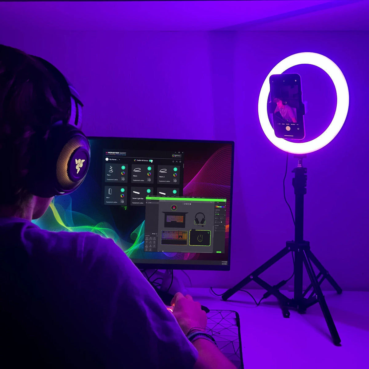 LED Ring Lamp and Vlogging Light Kit with Tripod Stand D3340