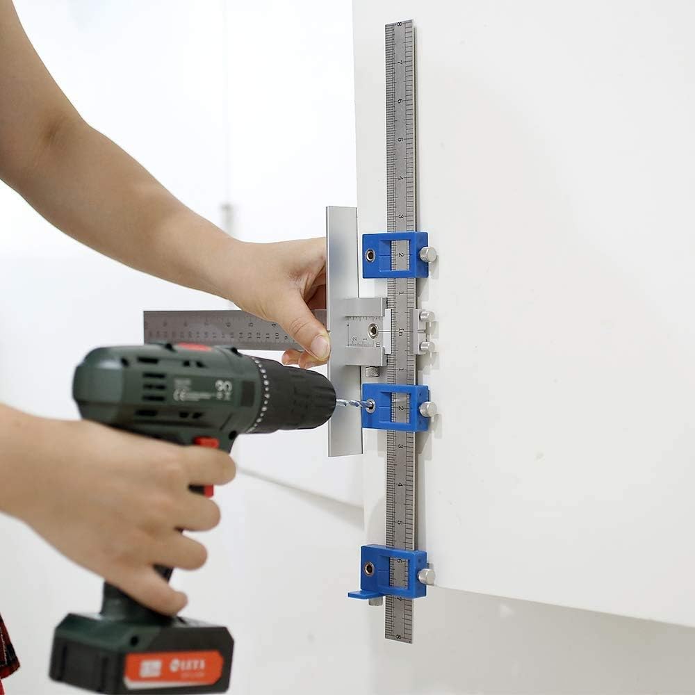 Cabinet Hardware Jig Aluminum Alloy Drill Guide Drawer Pull Drilling Templates Tool Pack of 2 V9833