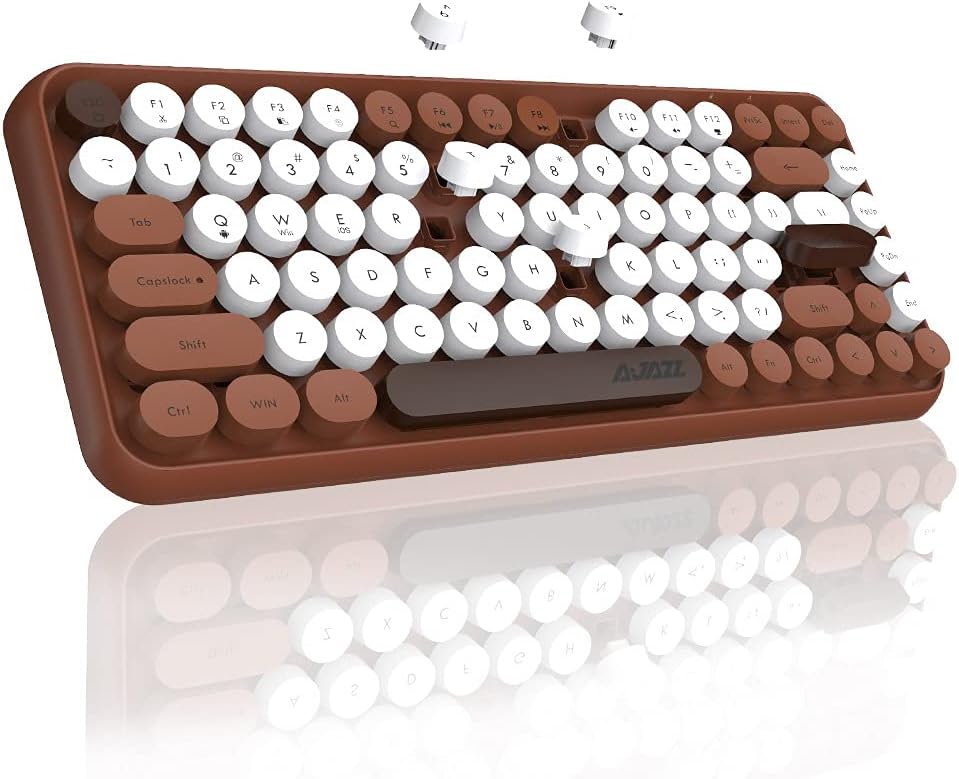 84 Key Bluetooth Retro Round Keycaps Ergonomic Wireless Mini Keyboard Y534011