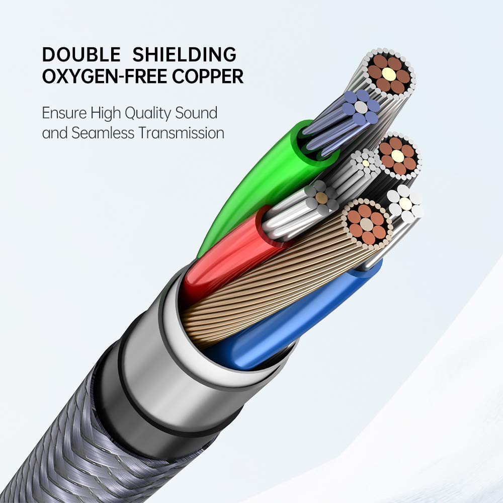 4FT/1.2m Nylon Braided RCA to 2RCA Audio Cable G533