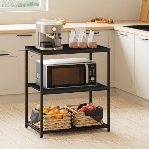 Black Kitchen Island with 3 Shelves K196