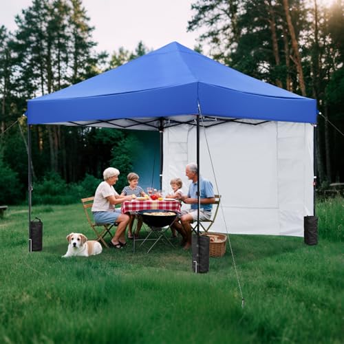 Blue 10x10 FT Pop Up Canopy Tent with 1 Sidewall R878